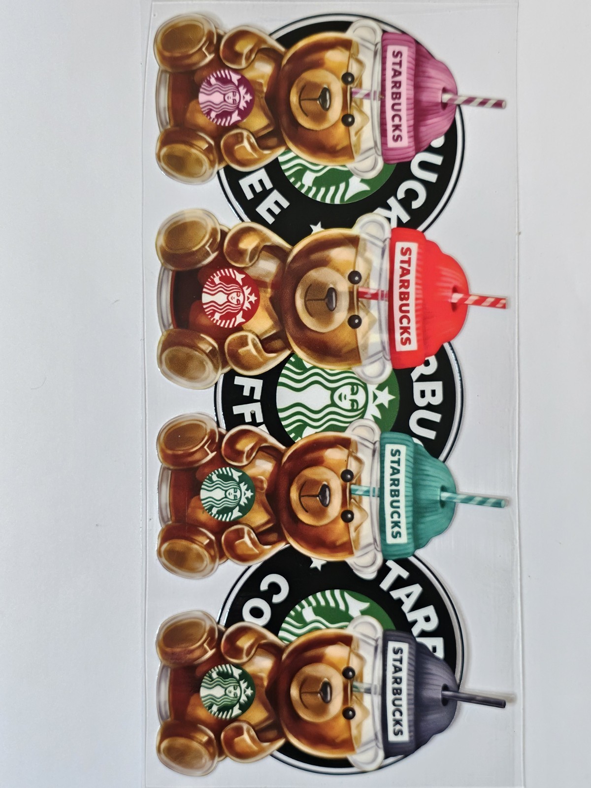 Starbucks Bear UV DTF Transfer Sticker Wrap Tumbler UVDTF BUY 10+ COMBINED SHIP