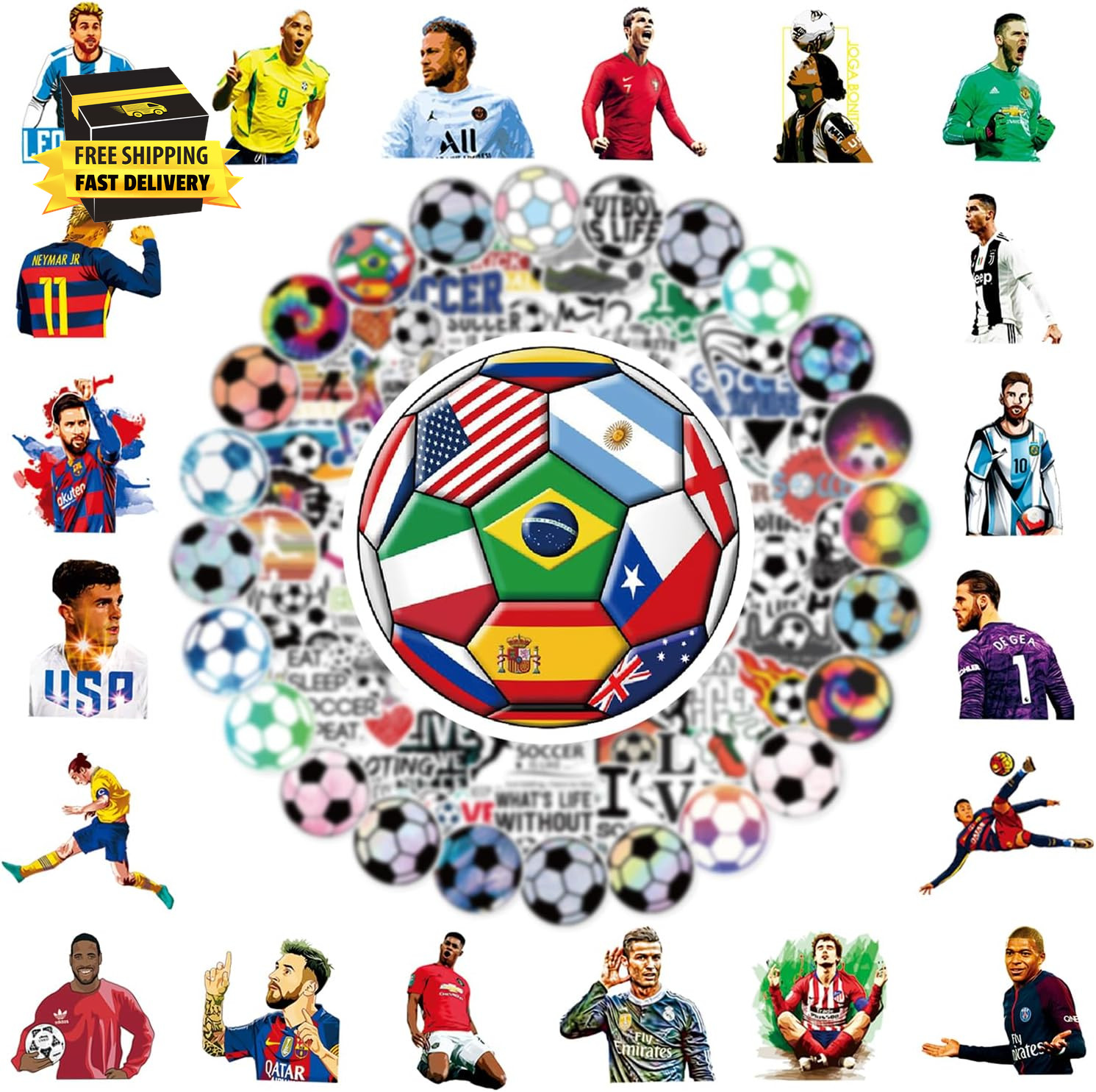 150 PCS World Cup Football Soccer Stickers Soccer Sports Stickers Vinyl Waterpro