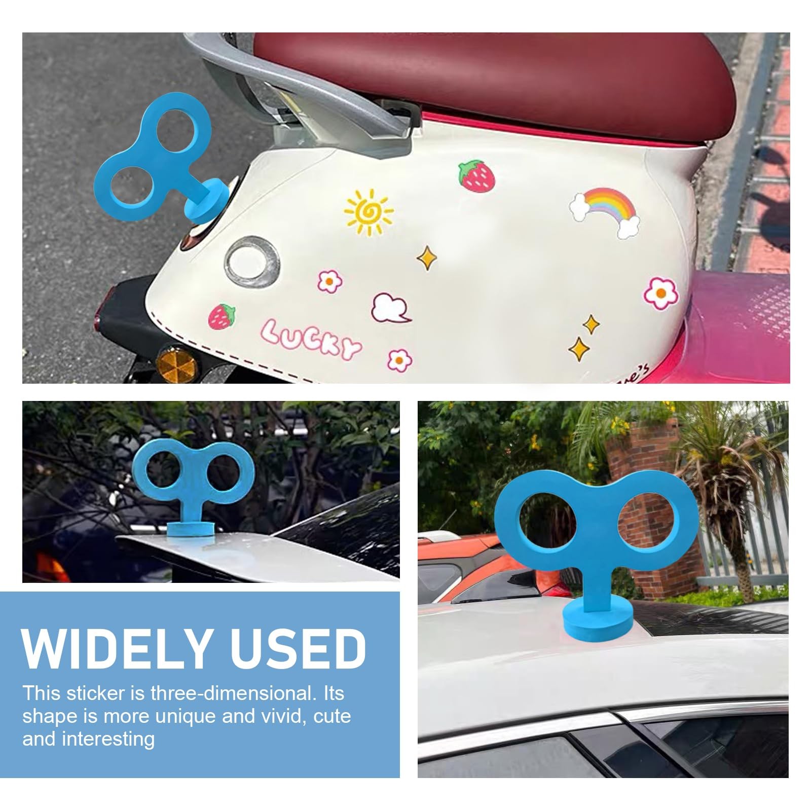 Arwrilt 1 PC Car Wind Up Key Sticker, 3D Creative Auto Body 1 PC, Blue