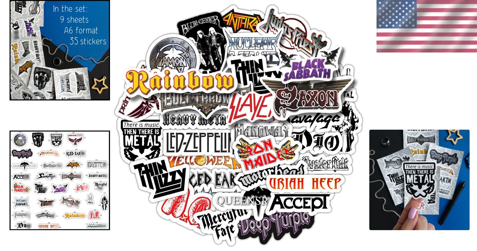 Vibrant Heavy Metal Stickers: 35-Piece Waterproof Vinyl for Laptops & More