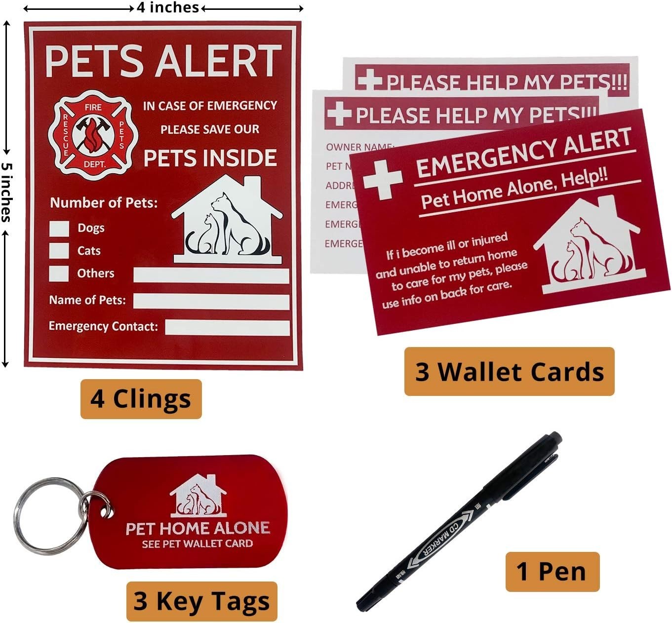 Custom Pet Inside Stickers with Wallet Cards for Emergency Situations – 11 Count