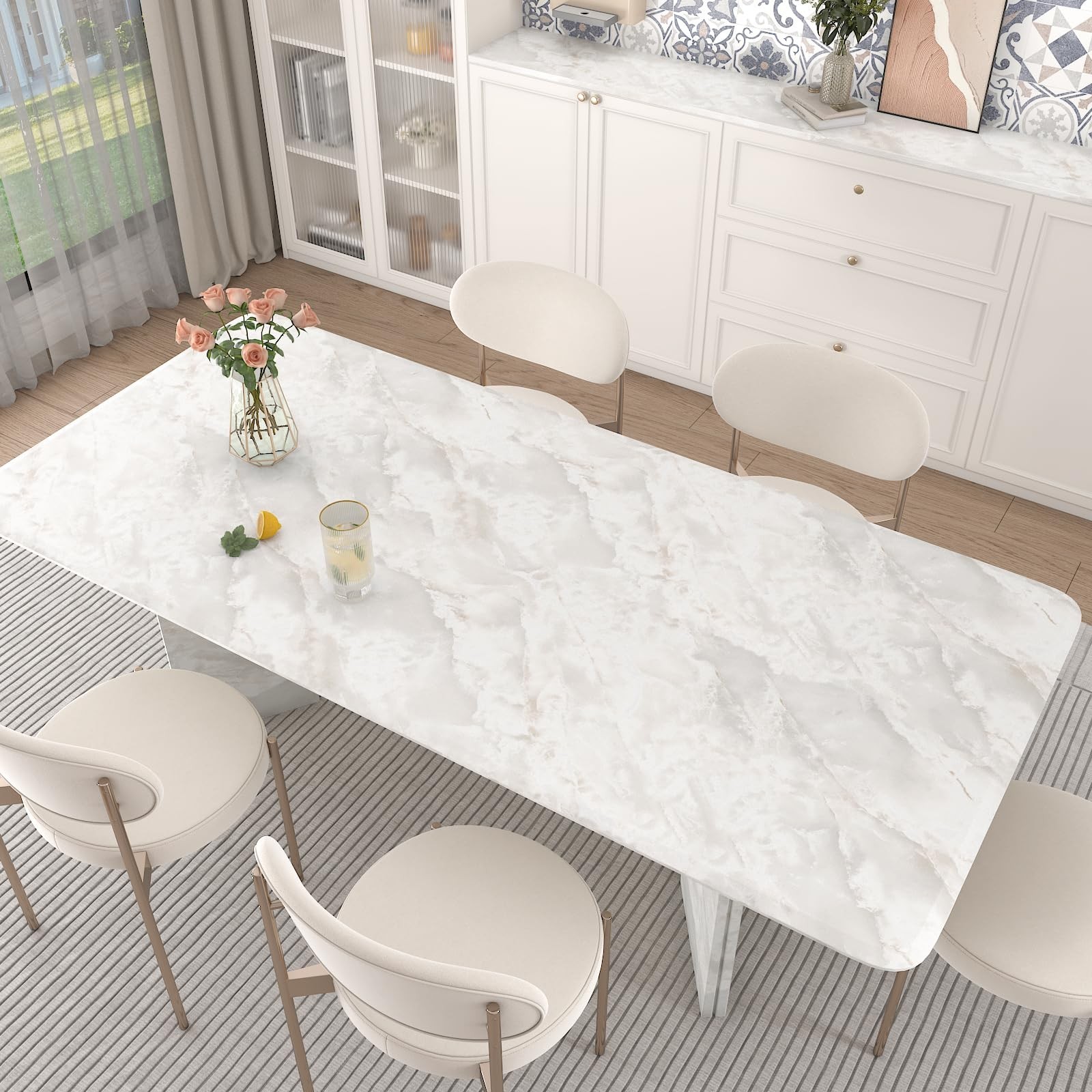 Beige Cloudy Marble Contact Paper for Countertops Waterproof Matte Marble Wal…