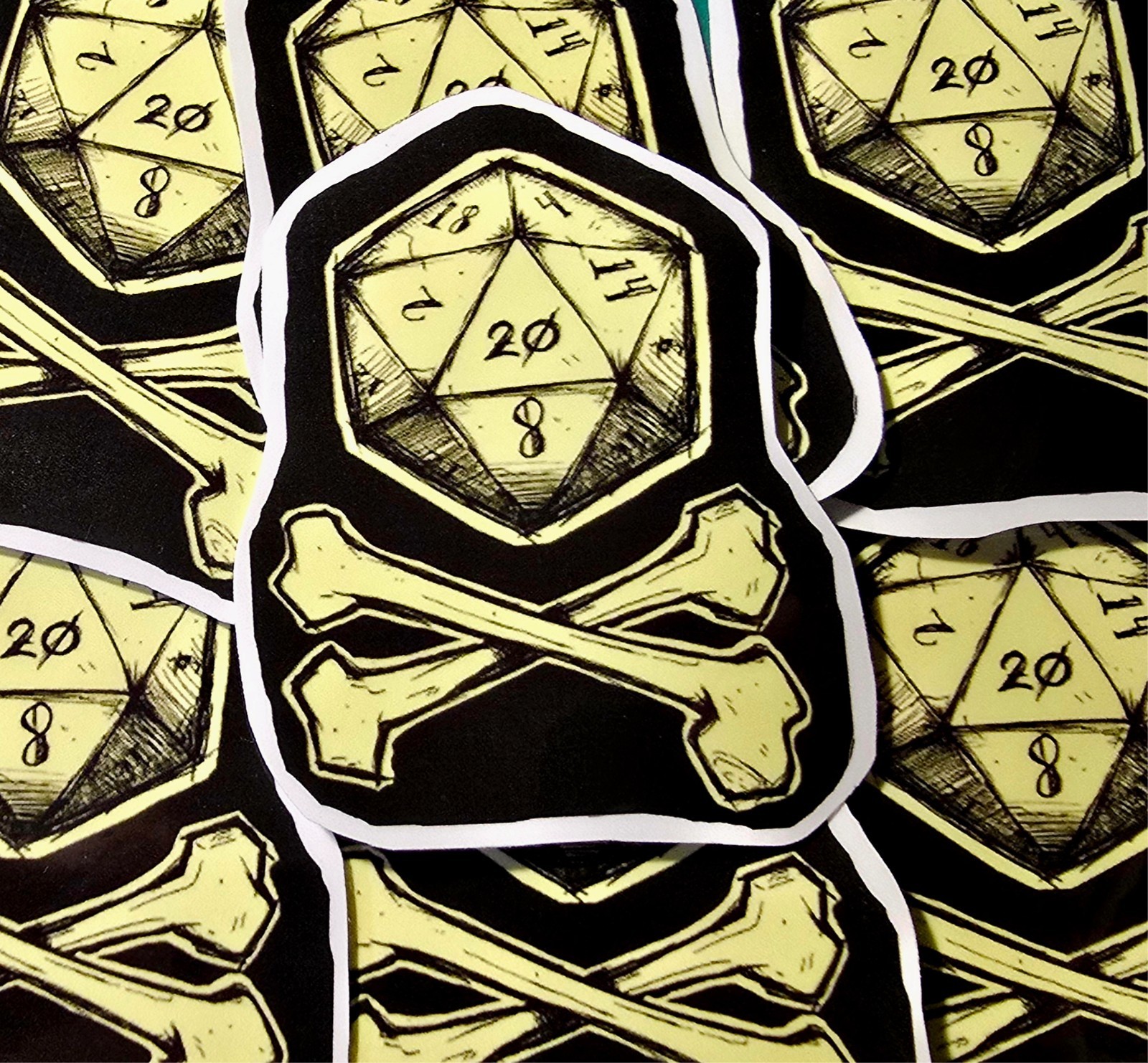 D20 Crossbones Sticker Waterproof RPG Tabletop Gamer Nat 20 Funny DND