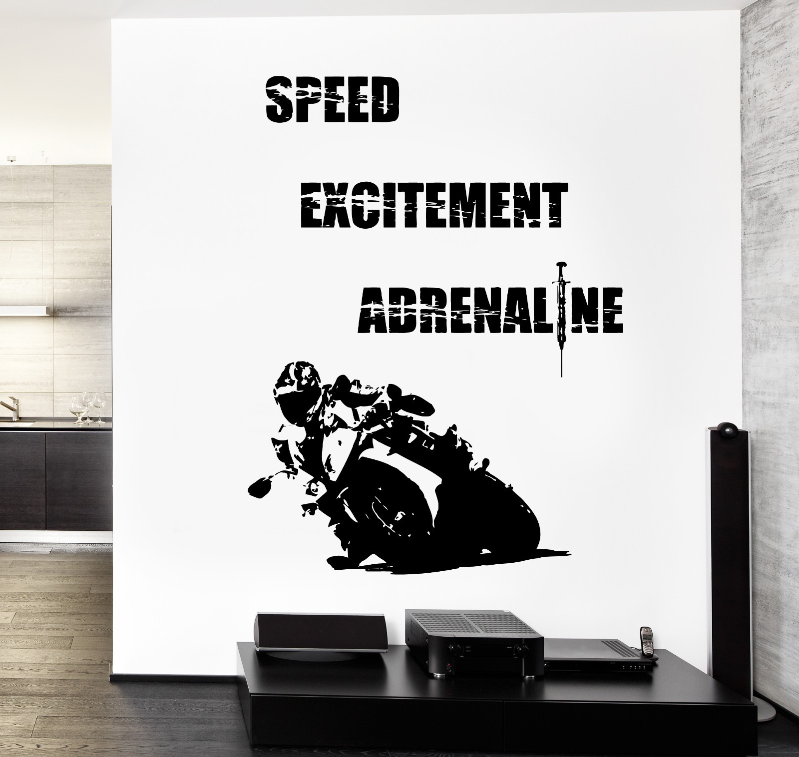 Wall Vinyl Decal Bike Biker Racing Speed Excitement Adrenaline Decor z3741