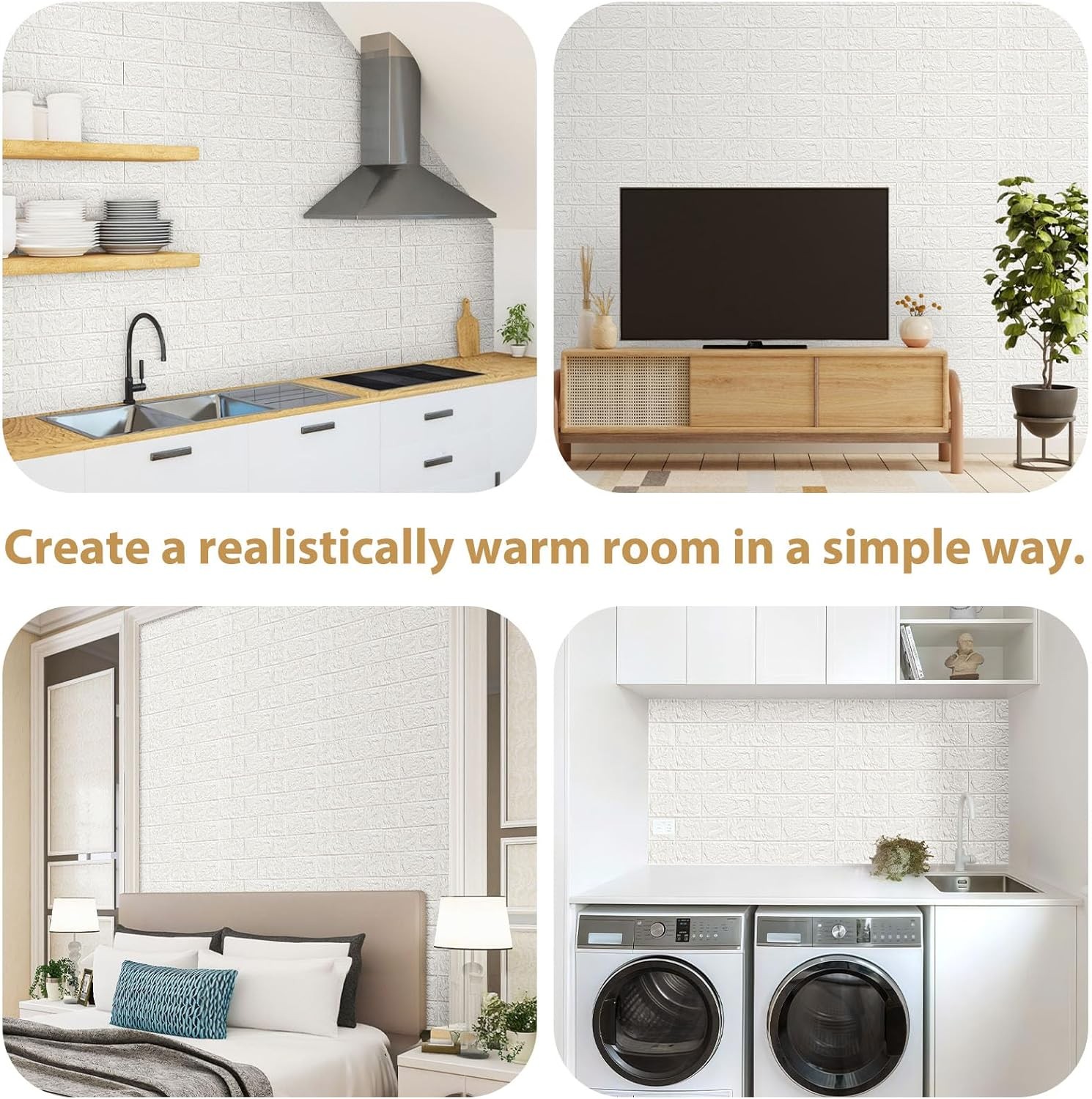 30 PCS 3D Wall Panels Peel & Stick PE Foam DIY Self Adhesive Waterproof Perfect