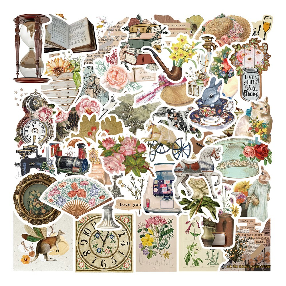 200pcs Retro Cottagecore Vintage STICKER PACK，#170171174200