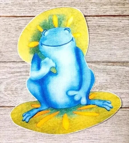 frog toad lilly pad wall sticker glossy blue 5.5 inch 1pc