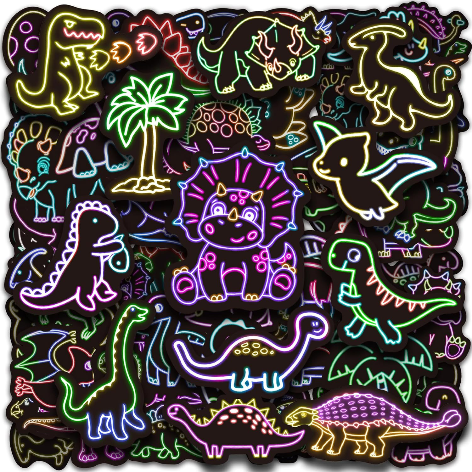 51 Pcs Neon Game Stickers for Kids Glow in the Dark, Gamer Inspirational Sticker