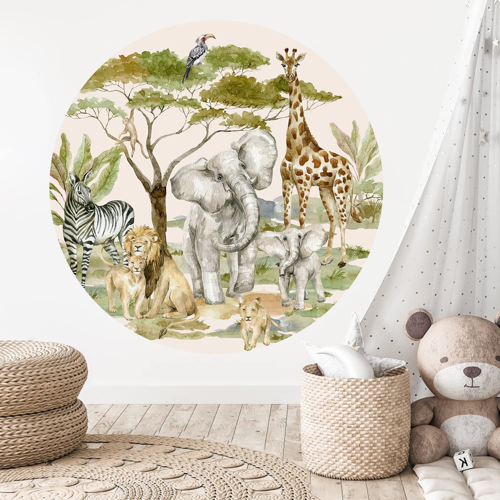 Jungle Animals Wall Decals Kids African Safari Animal Wall Decal Peel and Sti…