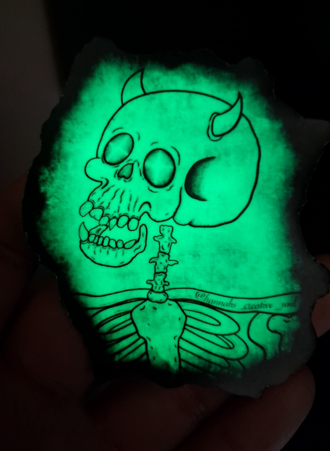 Glow In The Dark Zombie Skeleton Horned Demon Creepy Starry Eyed Vinyl Sticker
