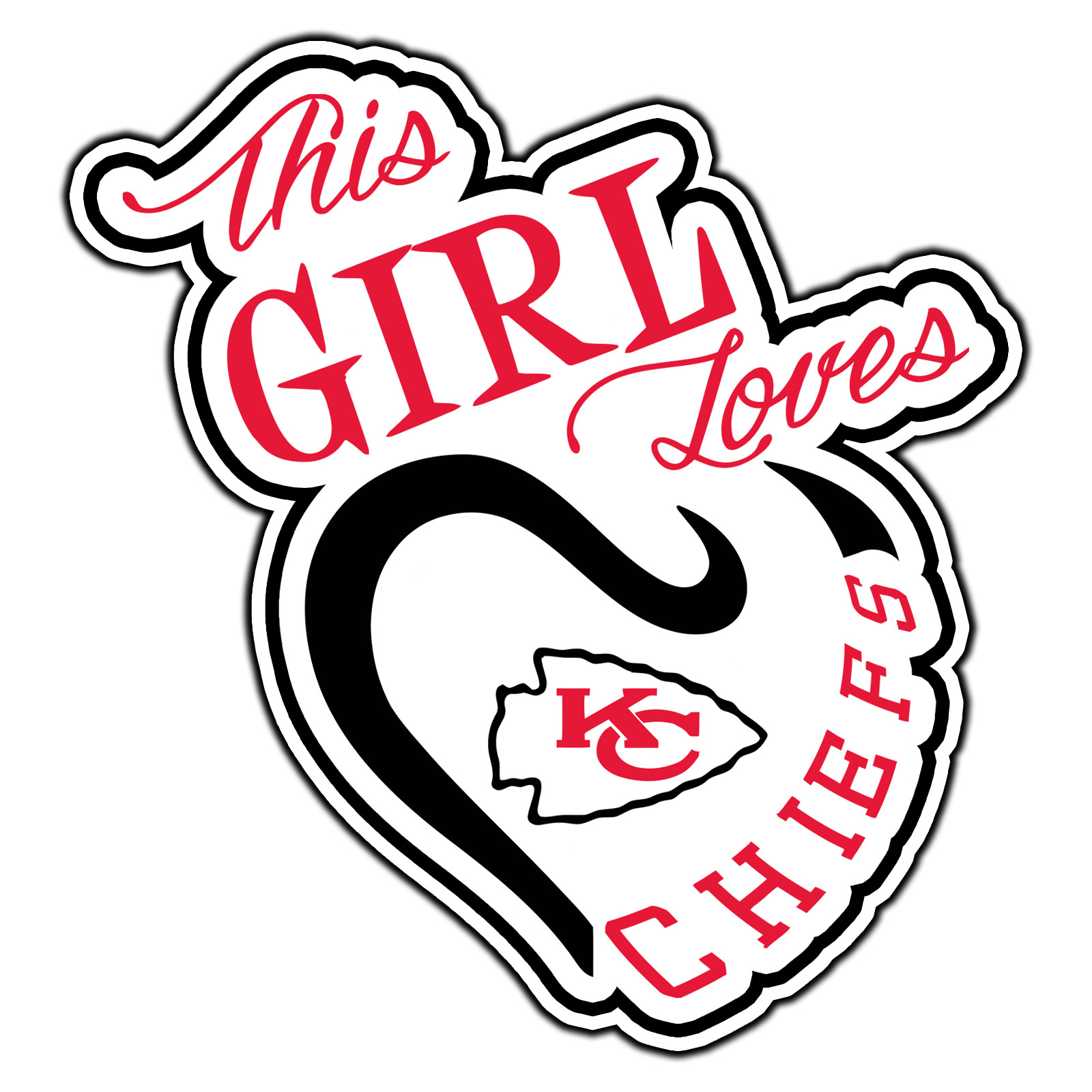 This Girl Loves Kansas City Chiefs #16 Football Sticker Waterproof Vinyl Decal