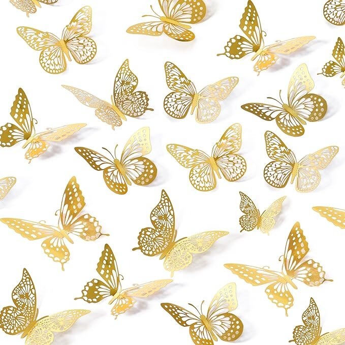 Decoración de pared con mariposas en 3D, 48 piezas, 4 estilos, 3 tamaños. neuvo.