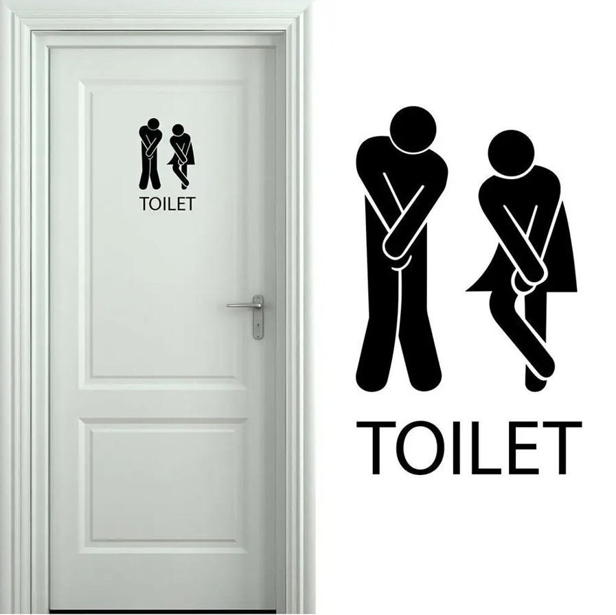 1pc Black Funny Toilet Wall Sticker Waterproof Bathroom Door Decal – NEW