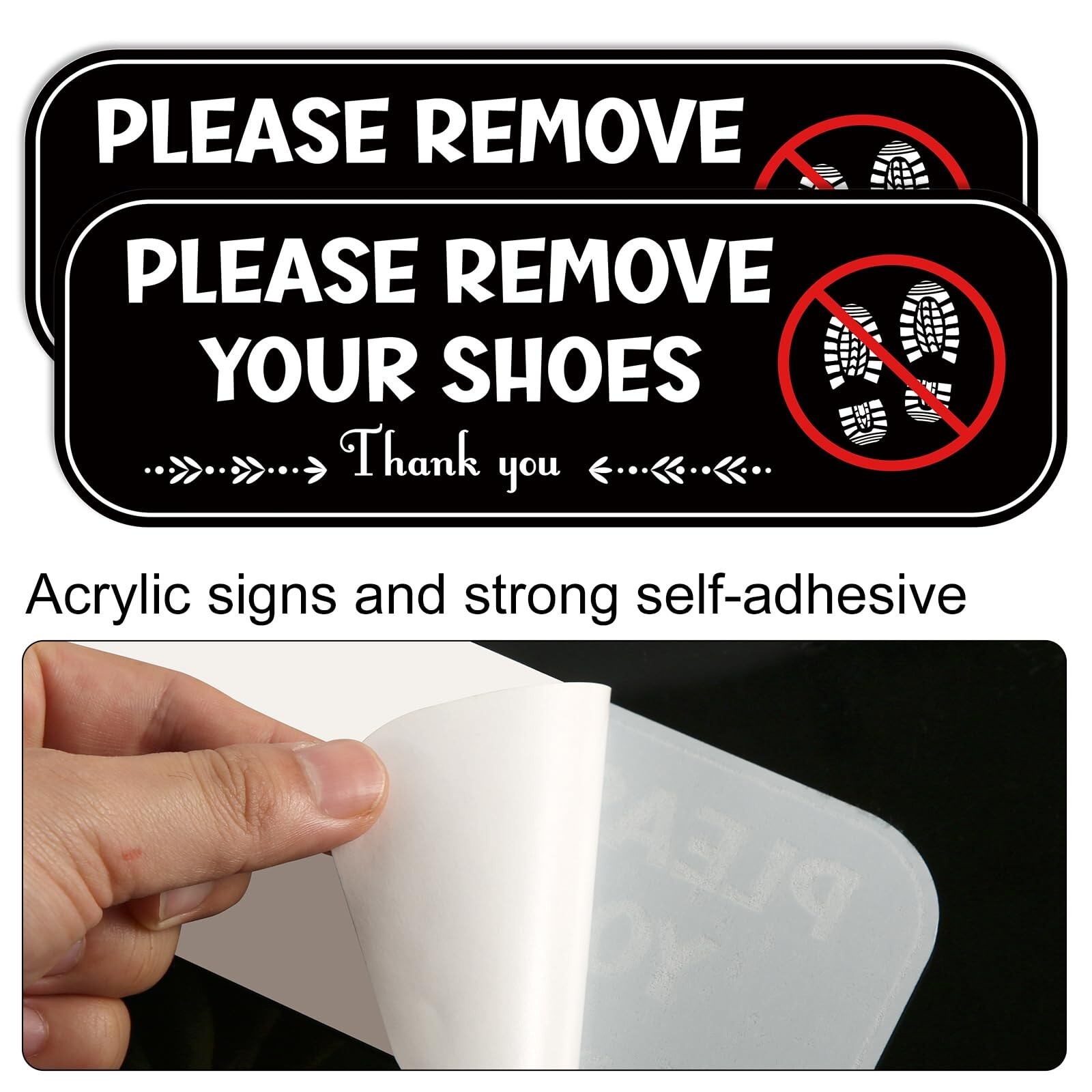 2pcs Acrylic No Shoes Sign – Take Your Shoes Off Sign for Front Door, Offices…