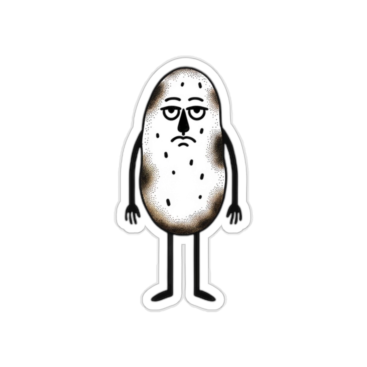 Sticker Casual Nonchalant Potato Sad Spud Cartoon Quirky Cartoon 2×2 3×3 4×4 6×6