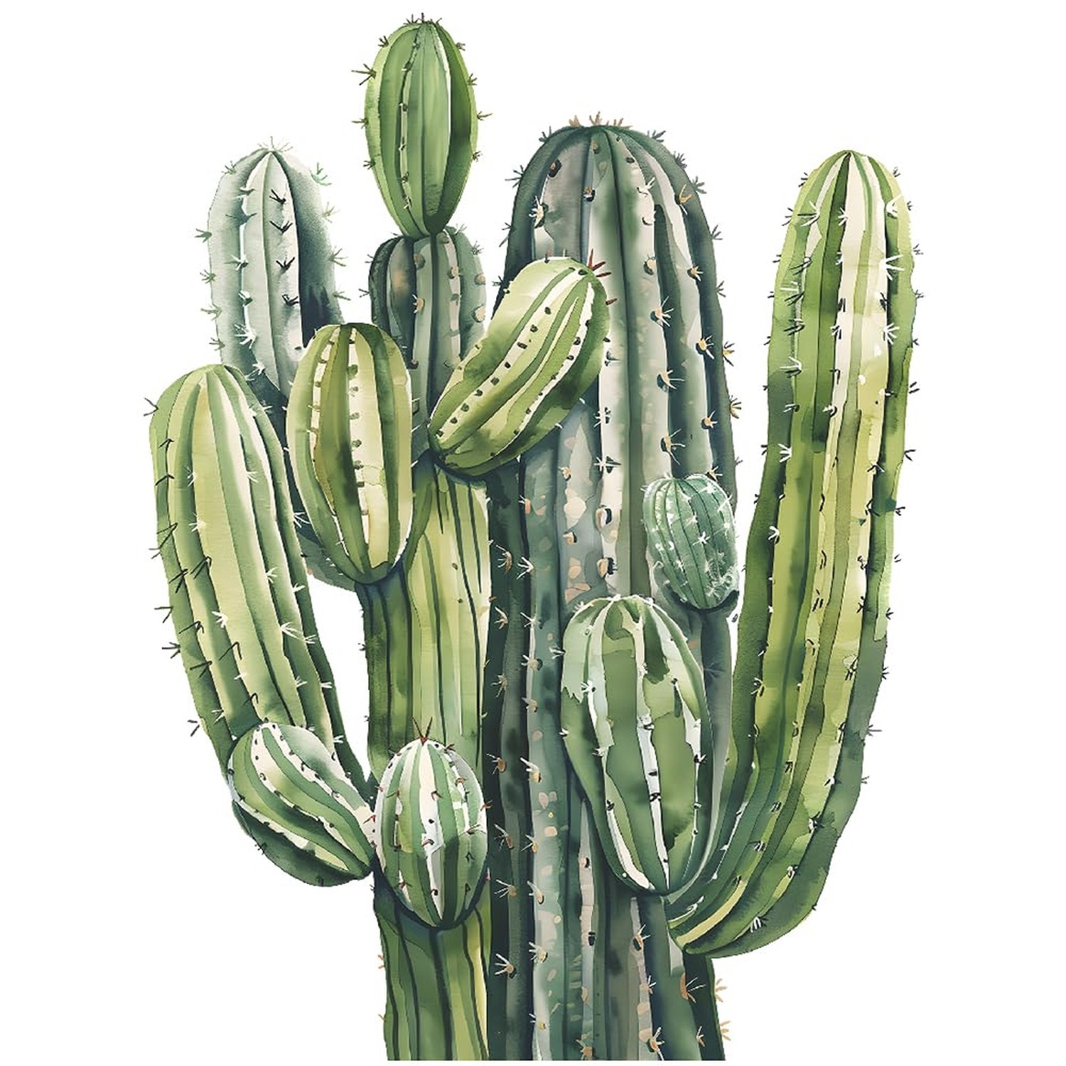Large Bunch Cacti Wall Decals Botanical Green Plants Cactus Wall Stickers Hom…
