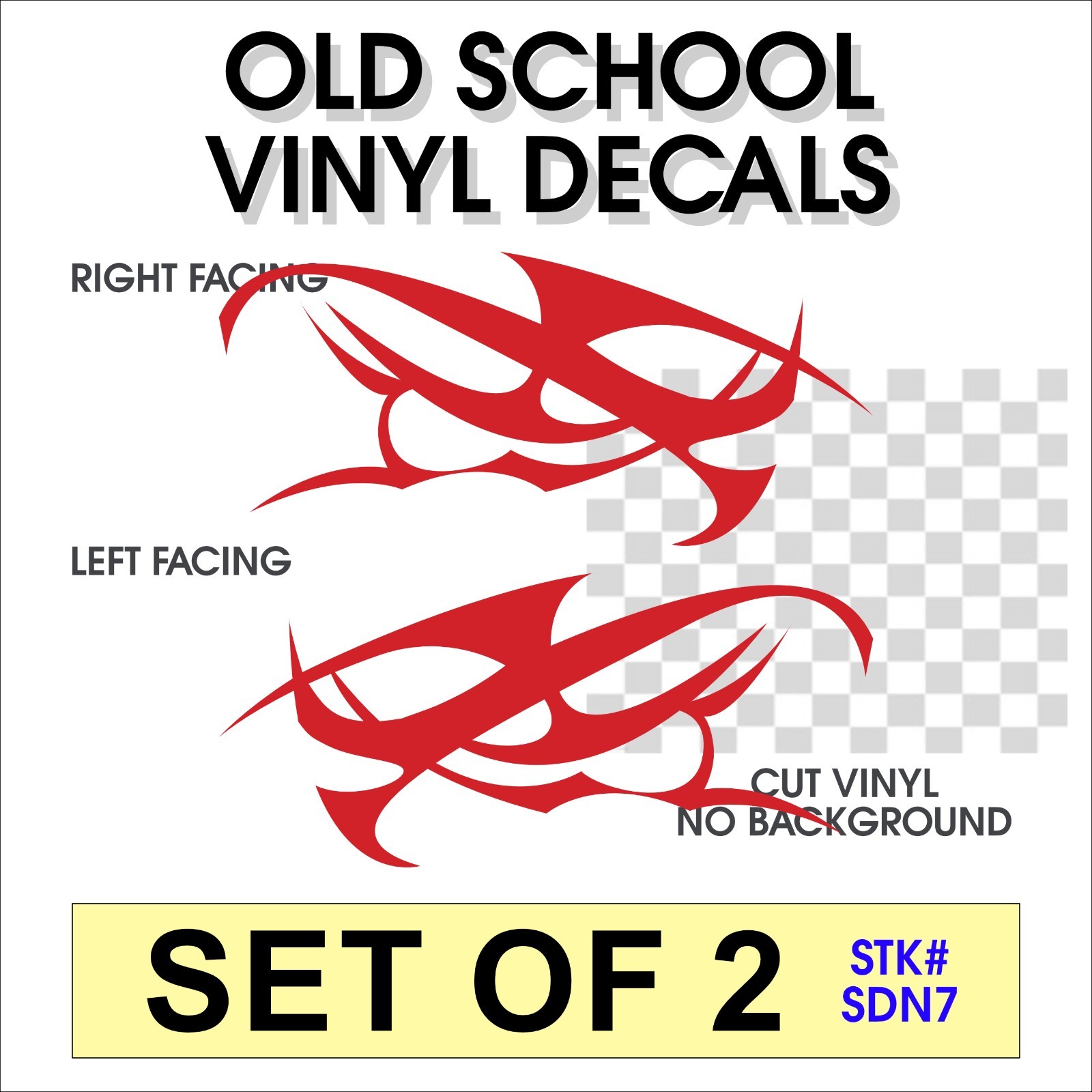 Vinyl Flowing Flame Decal Set of 2 Right Facing & Left Facing- STK# SDN7