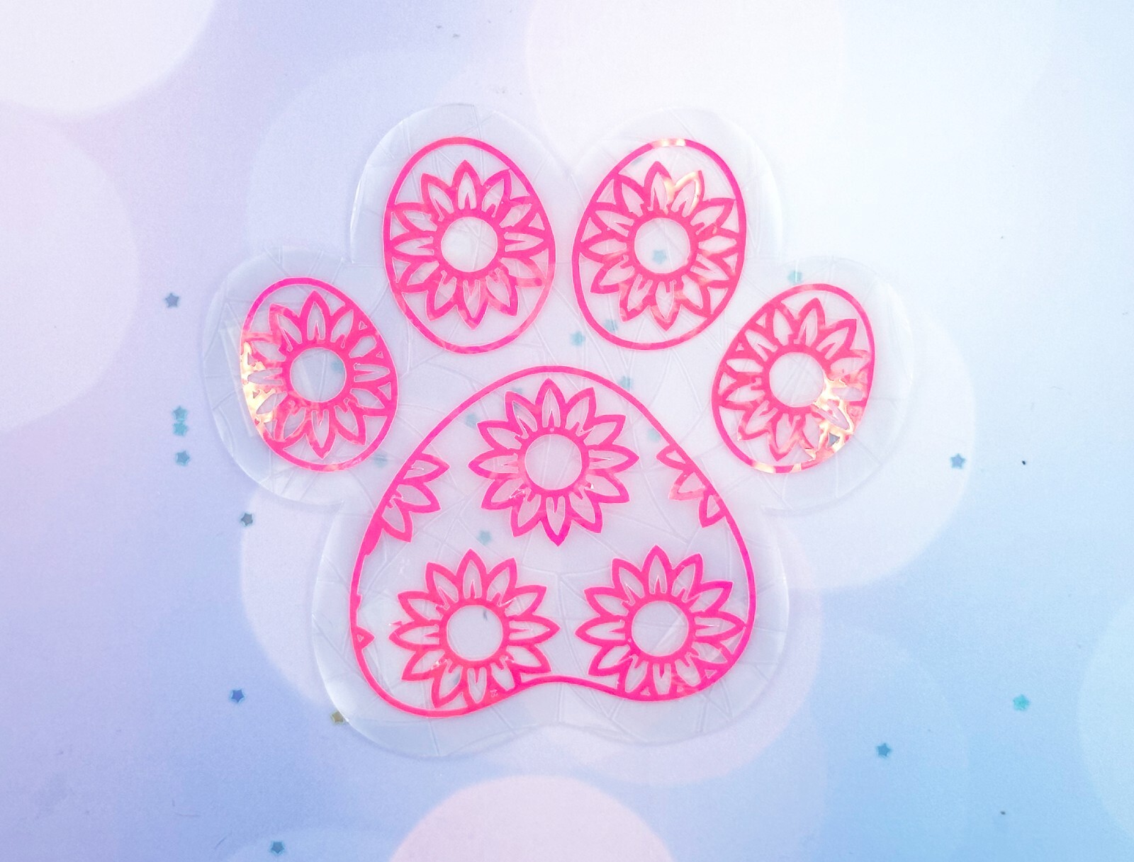 Sunflower Paw Sticker Window Cling Suncatcher Hot Pink Decal Rainbow Maker Prism