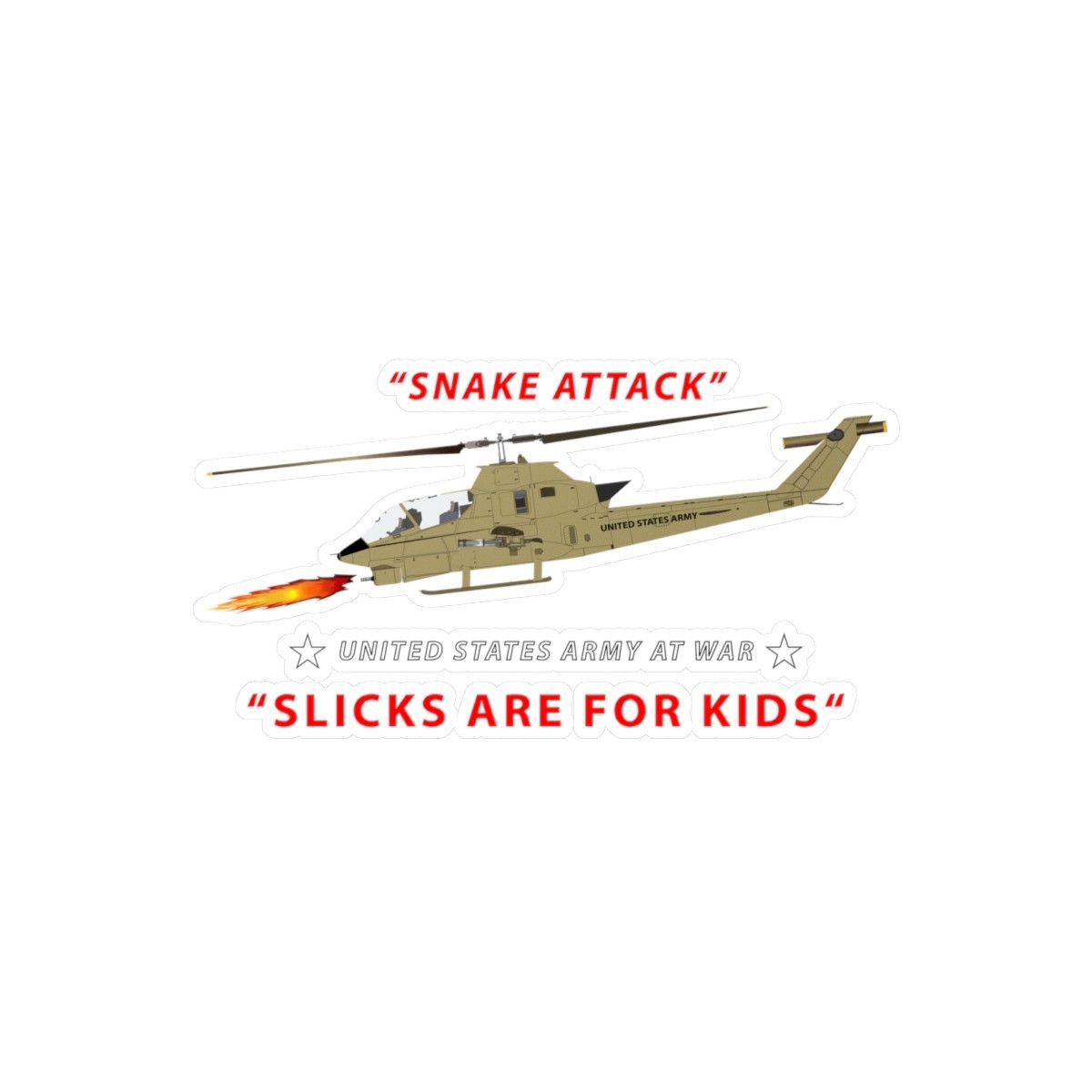 Kiss-Cut Vinyl Decals – Army – AH-1 Cobra – Snake Attack – Slicks are for Kids