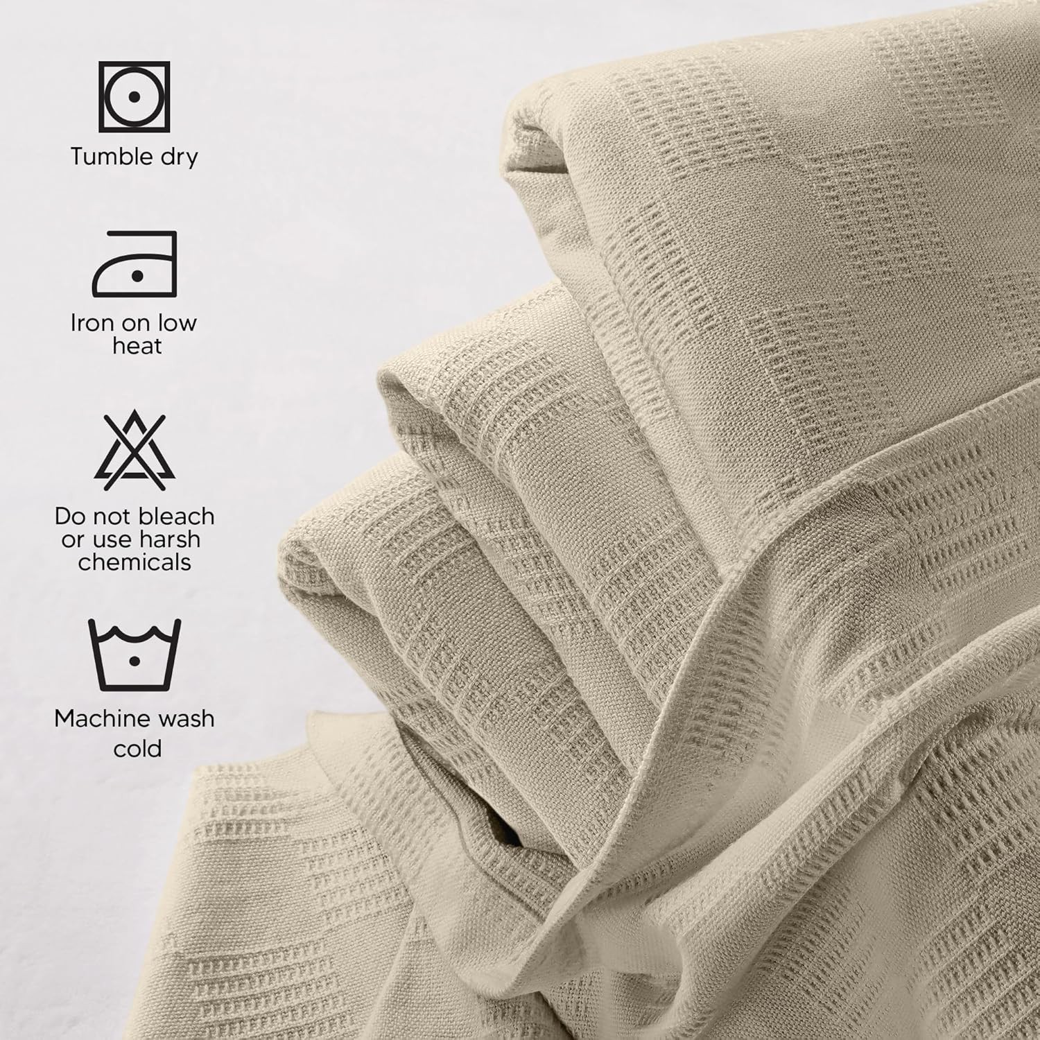 Khaki 100% Cotton Blanket [King Size – 90×108 Inch] 350GSM Lightweight, Soft …