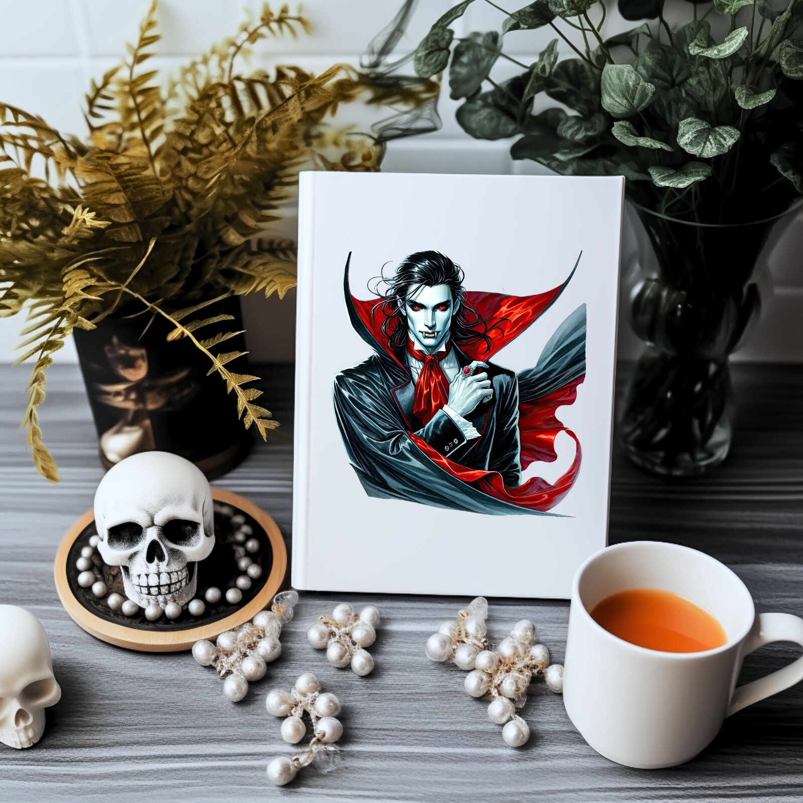 Halloween Red and Black Vampire UV DTF Transparent Sticker / Decal