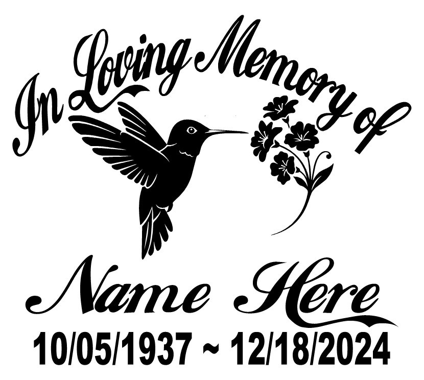 In Loving Memory Decal Hummingbird Flowers Floral Bird Car Window Vinyl Sticker