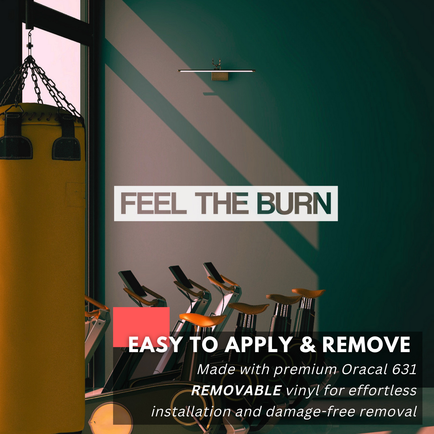 Motivational Wall Decal – Feel the Burn – Gym, Fitness, and Workout Room Decor