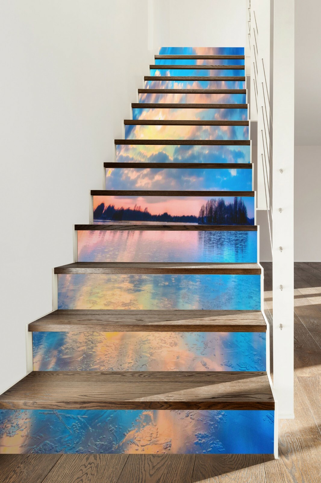 3D Sea Clouds ZHU693 Stair Risers Decoration Photo Mural Vinyl Wallpaper Amy