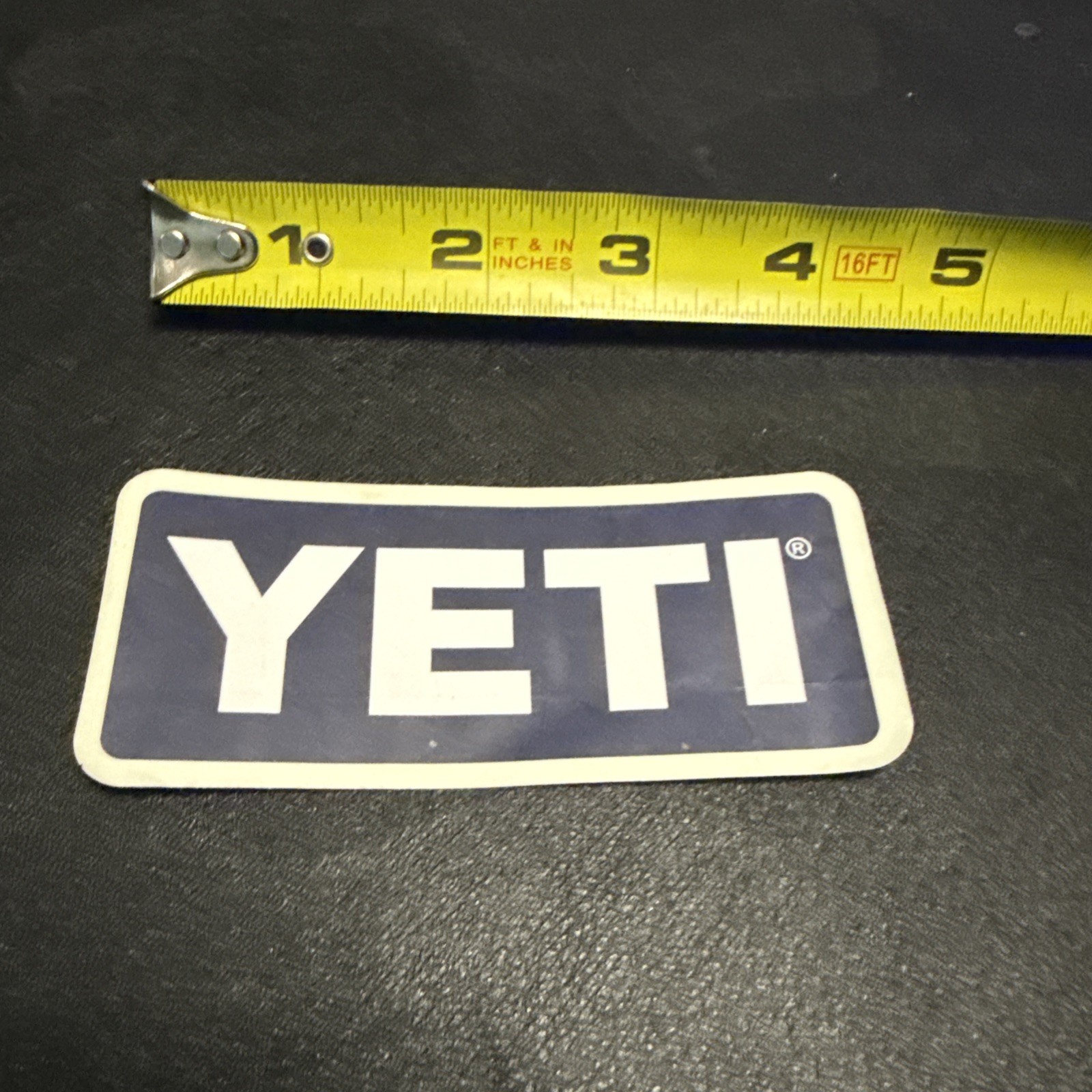Yeti Logo Sticker Gray/White Border & Letters Navy/Black background