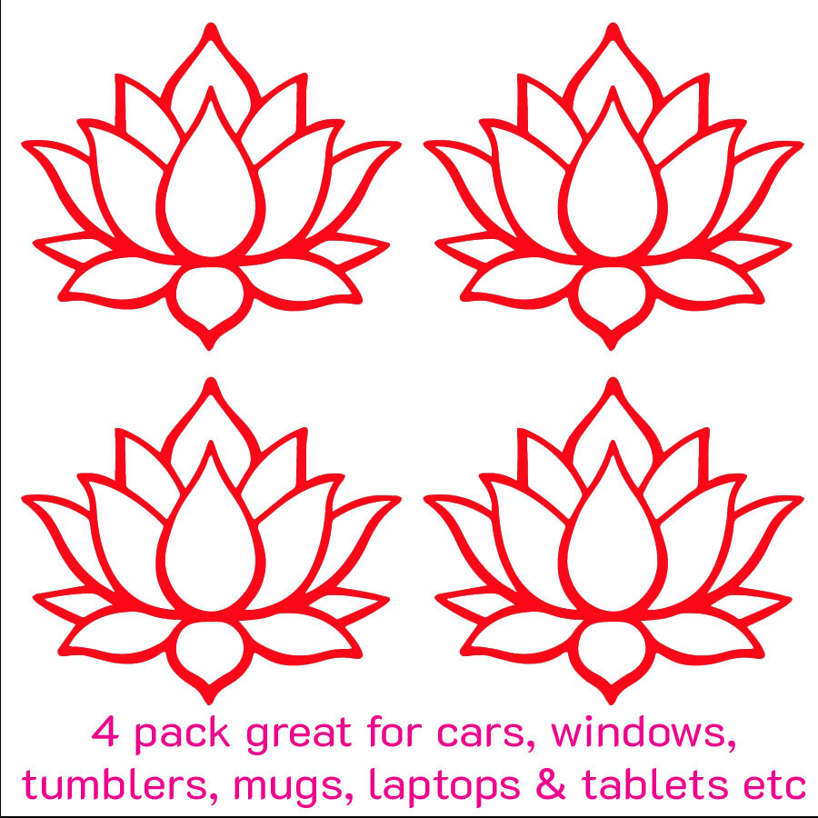 Lotus 4 pack 3" Vinyl Decals Car Windows Tablet Tumblers Mugs Cups Notebook