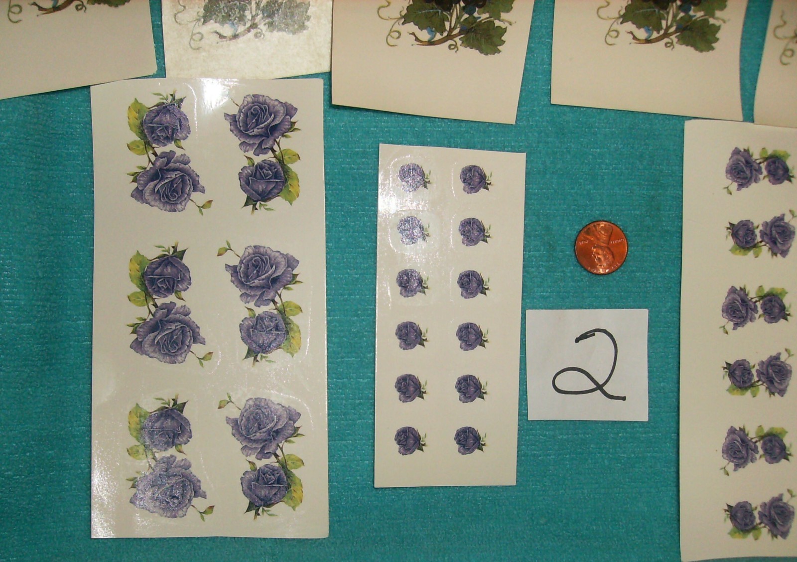 PURPLE ROSE DECAL 12 2" 48 1" 24 1/2" PURPLE GRAPES 12 3" x 2" Stickers NEW #2