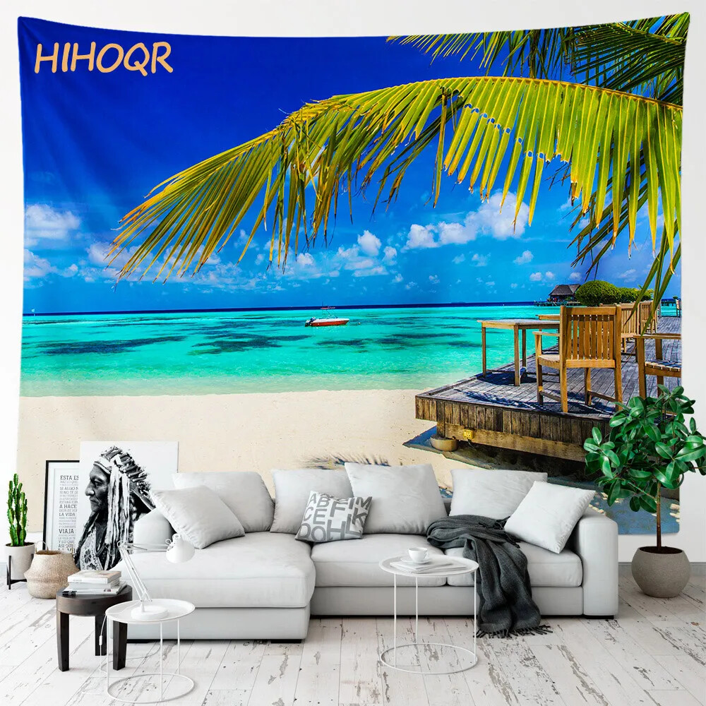 Palm Tree Large Cloth Wall Tapestry Aesthetic Room Decor Hippie Boho Landscape