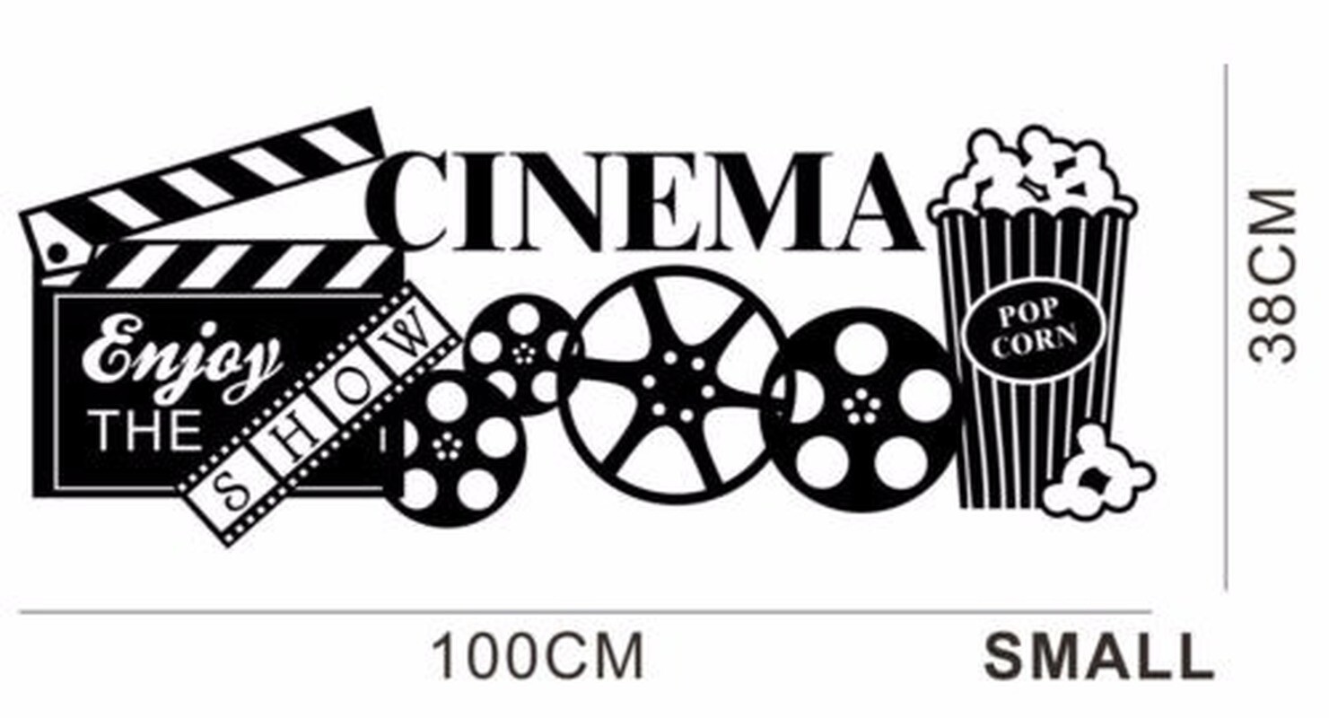 Vinyl Wall Art Stickers Home Theatre Popcorn Cinema Film Quote Decals Decoration