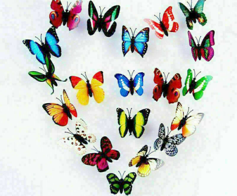 100 PCS Multicolor Artificial Butterflies with Magnet Home Decorations 12 24 36