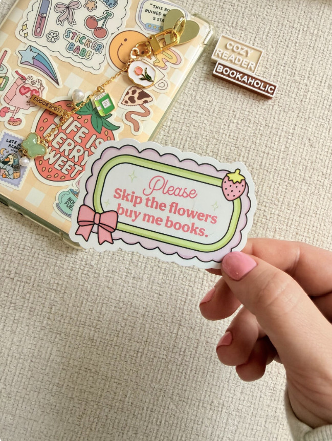 Please Skip the Flowers Buy Me Books Sticker Cute Bookish Reader