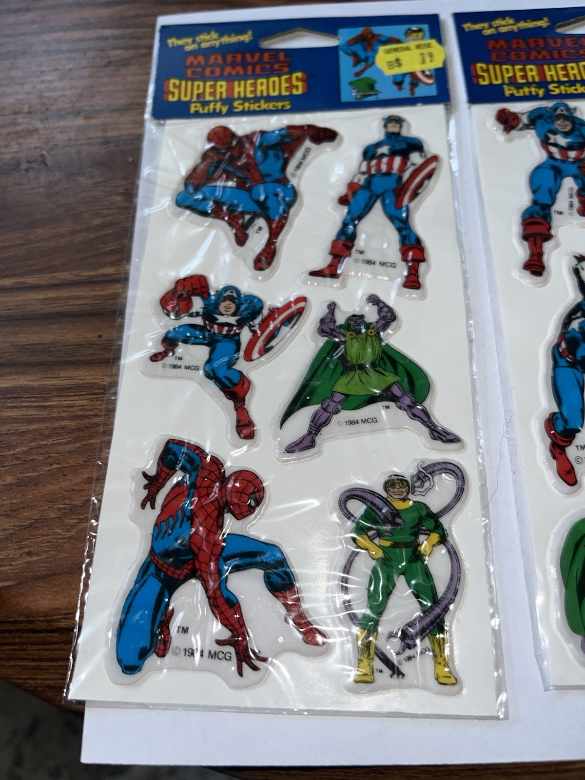 Vintage 1984 Marvel Comics – Super Heroes Puffy Stickers – New Sealed-LOT OF (3)