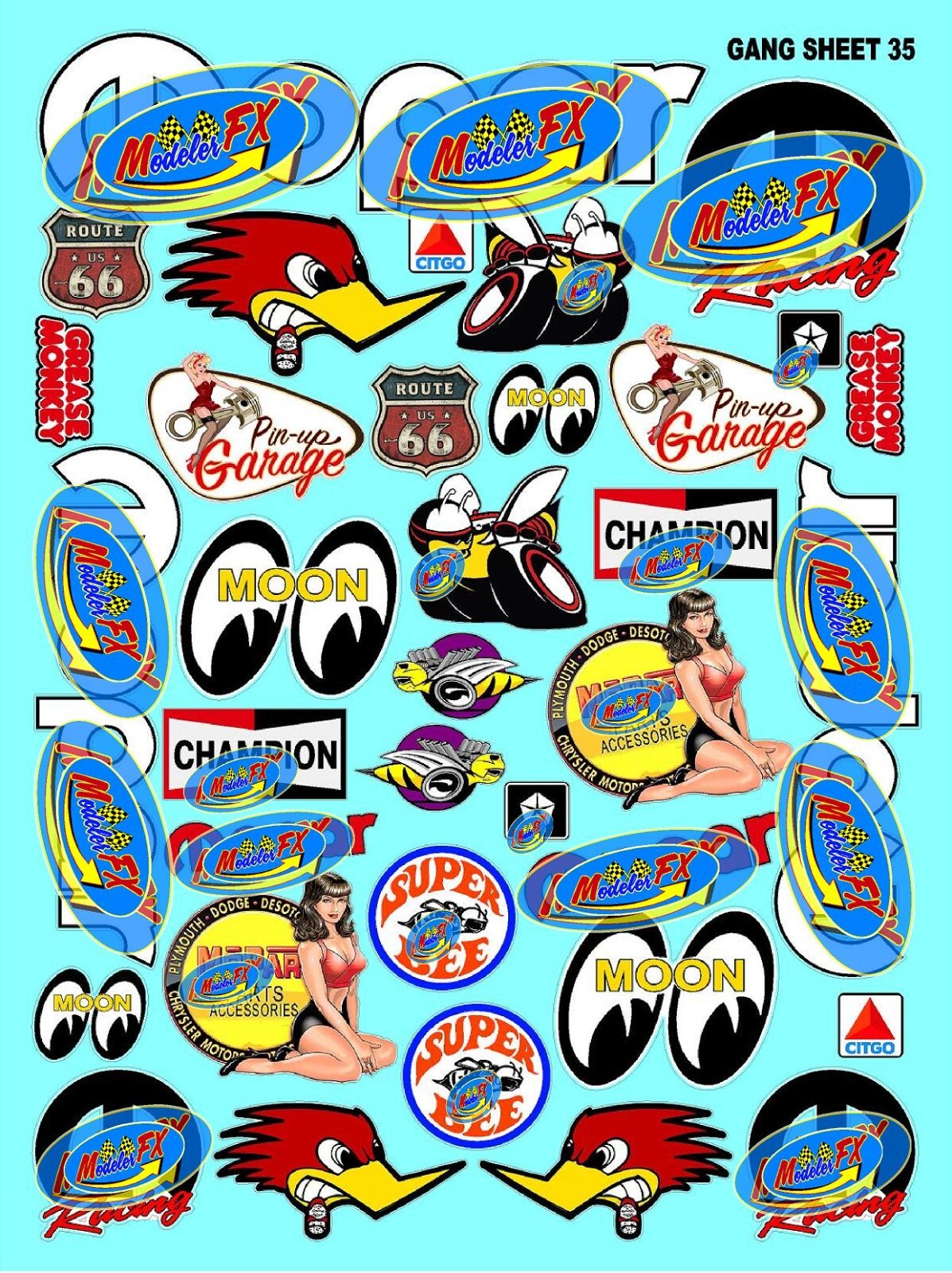 White Vinyl Sticker Sheet 35 moon eyes-R/C MODEL Decal fits 1/24-1/16 Scale CUT