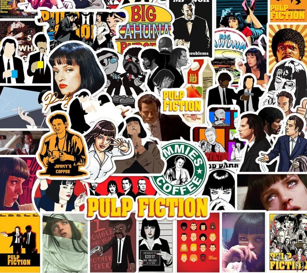 Pulp Fiction Stickers 50pk Mixed Movie Themed Pulp Fiction Random Funny Stickers
