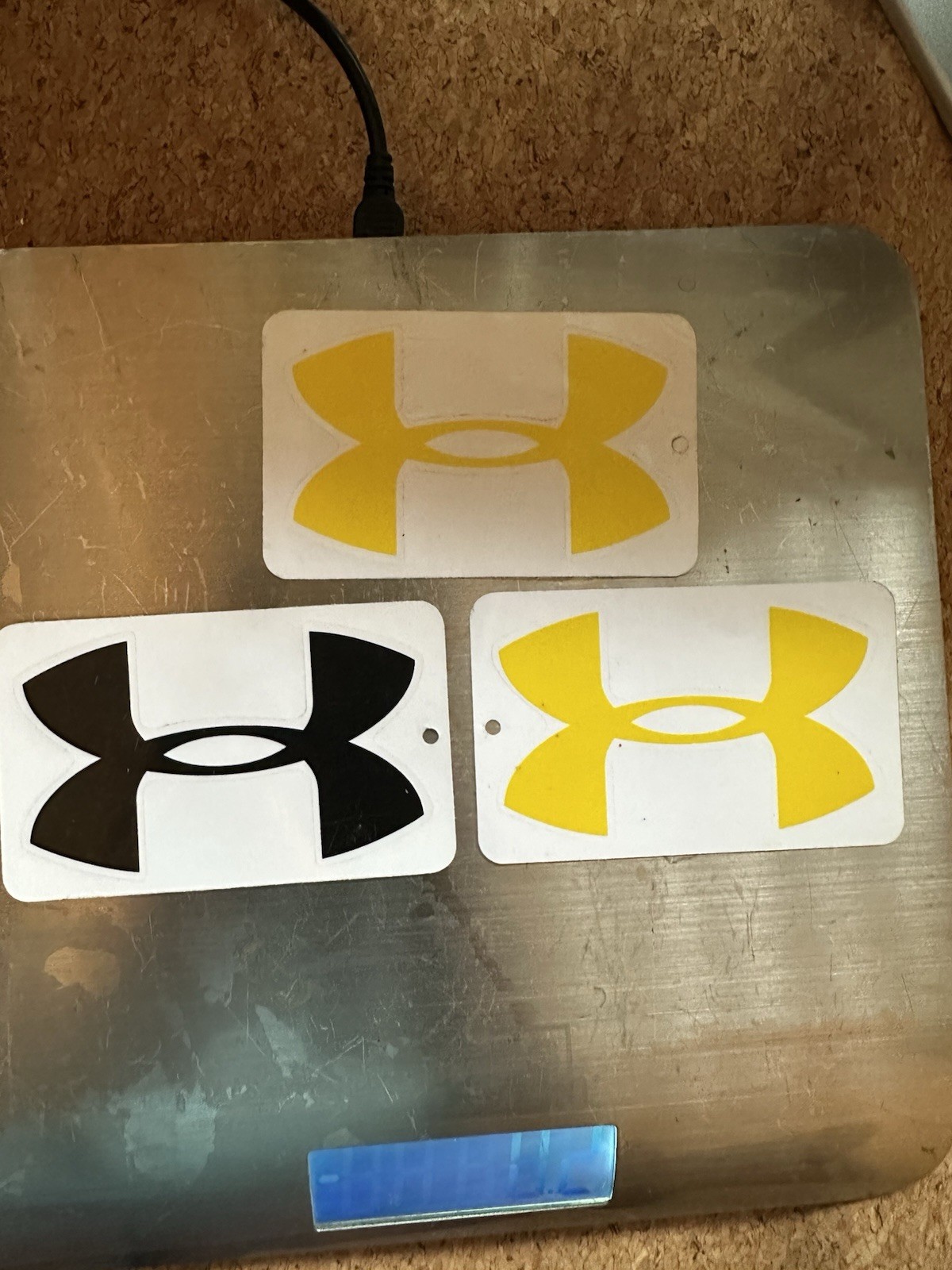 Lot of 3 Under Armour Stickers – Black, Yellow 3” Wide