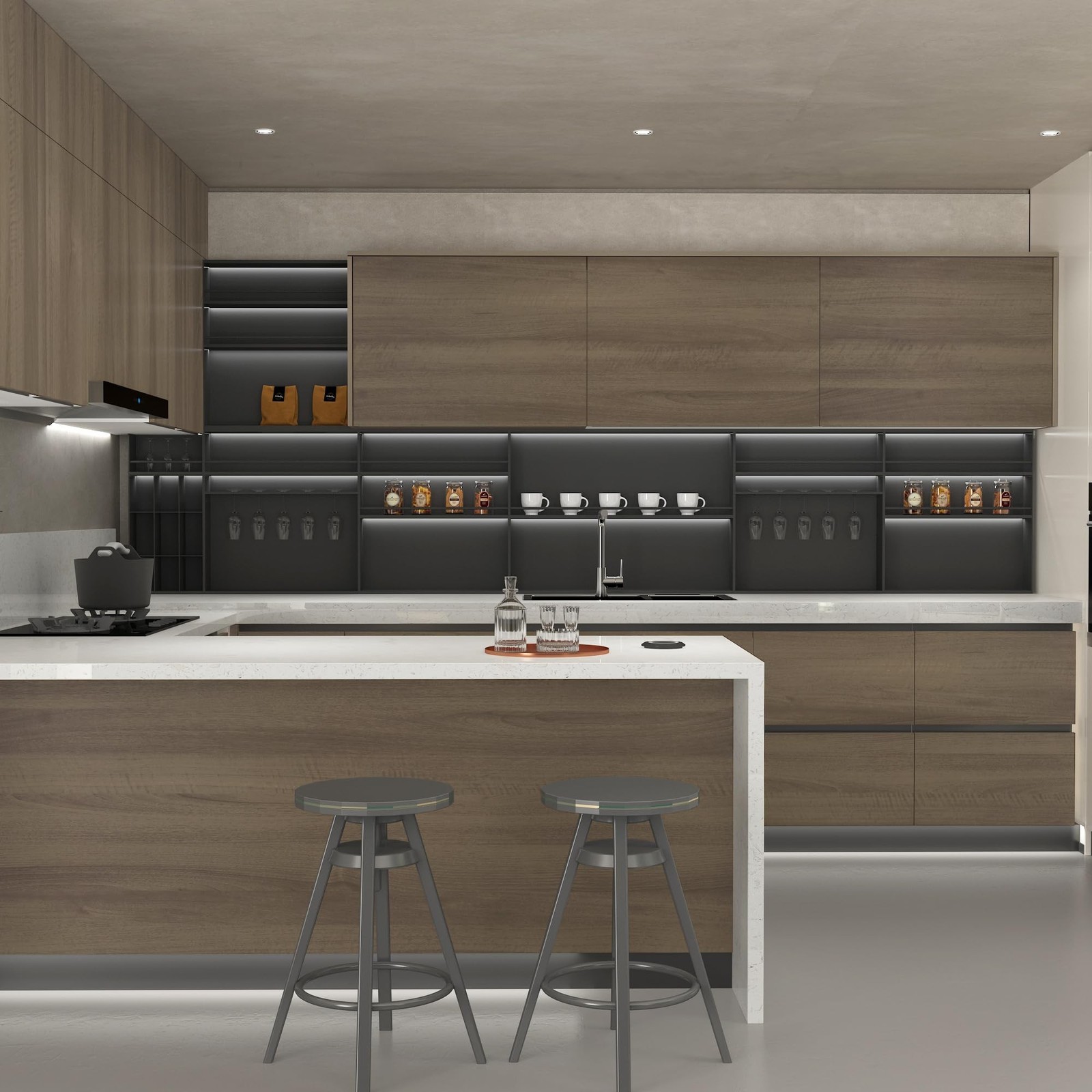 Dark Grey Wood Contact Paper for Cabinet Taupe Walnut Textured Peel and Stick…