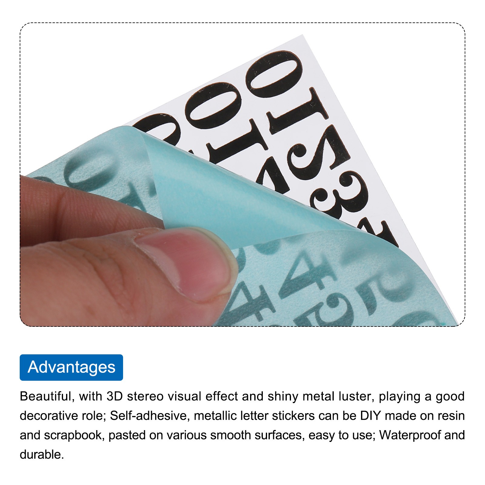 4 Sheets Number Resin Stickers 3D Small 1 to 9 Gold Number Sticker