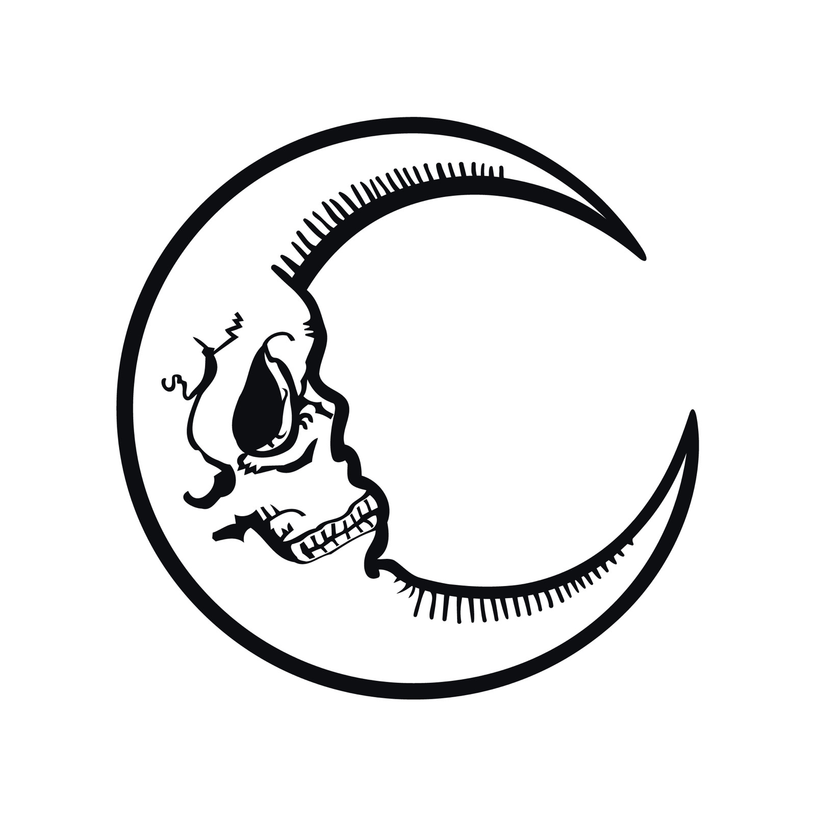 Crescent Moon Skull Made in USA Multiple Color Options & Sizes Avail Cars-6+yrs