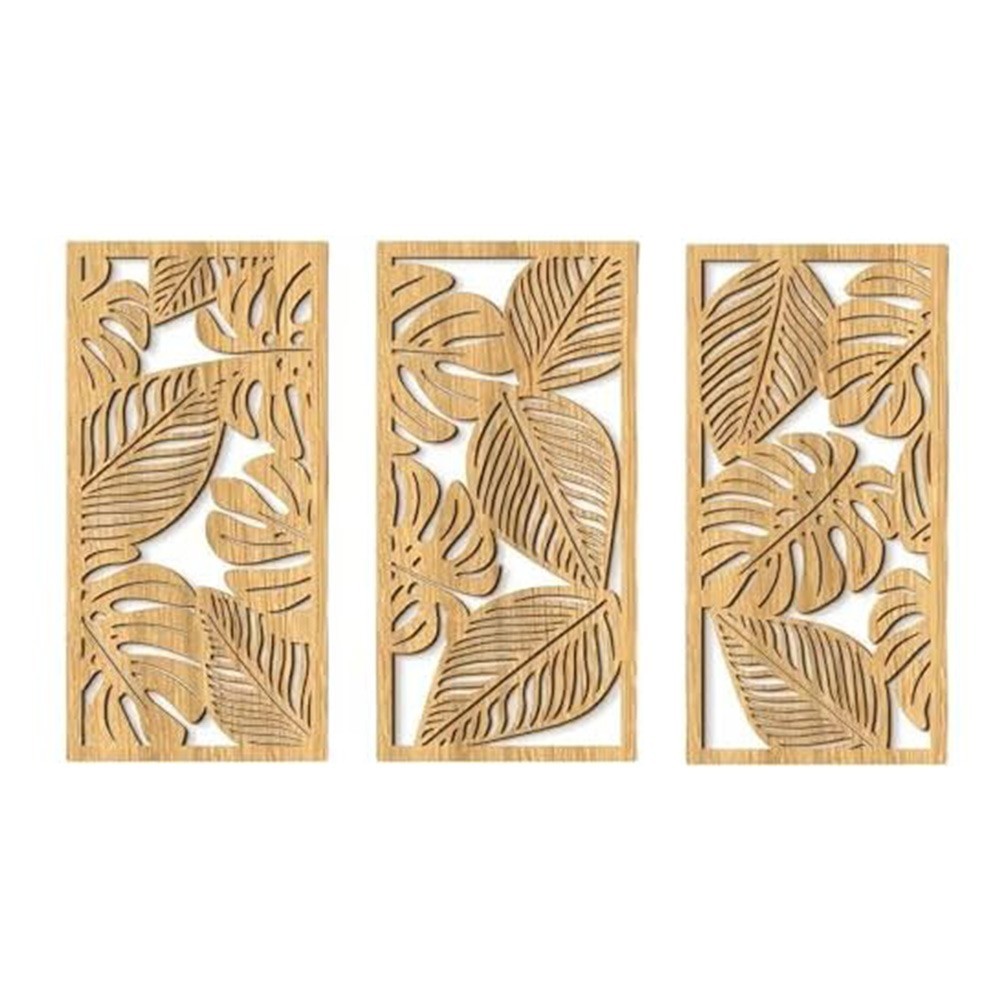 Rustic Hollow Wood Wall Hanging Decor for Bedroom and Living Room Brown Finish