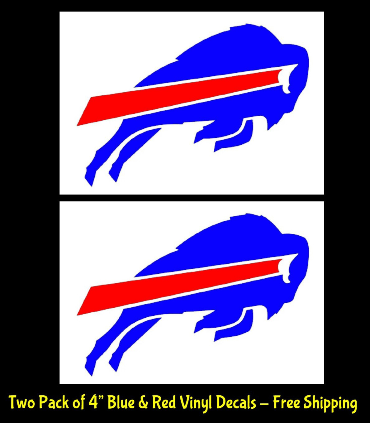 Buffalo Bills Two Pack 4" Blue Red Vinyl Decals Car Truck Windows Laptop Tablet