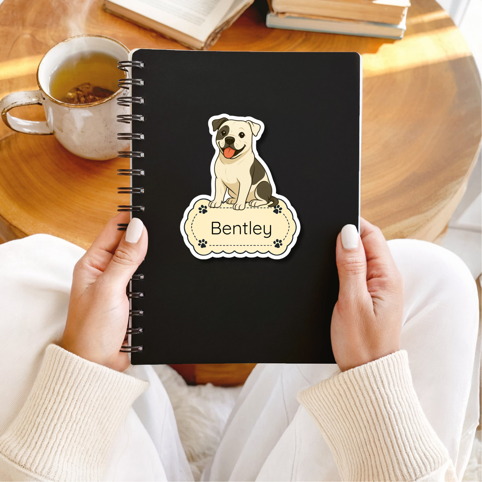 Personalized American Bulldog Dog Sticker Magnet Bookmark – White and Black Patc