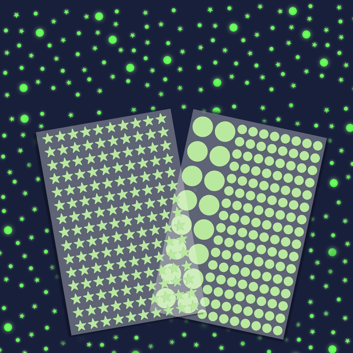 3D Domed Glow in the Dark Dots Wall or Ceiling Stickers, 168 Pcs