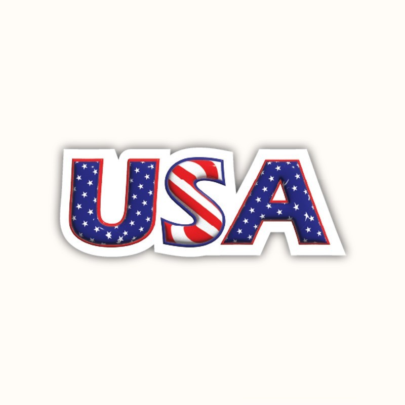 Patriotic USA Flag Letter Vinyl Stickers Red White Blue Decal Car Laptop Bottle