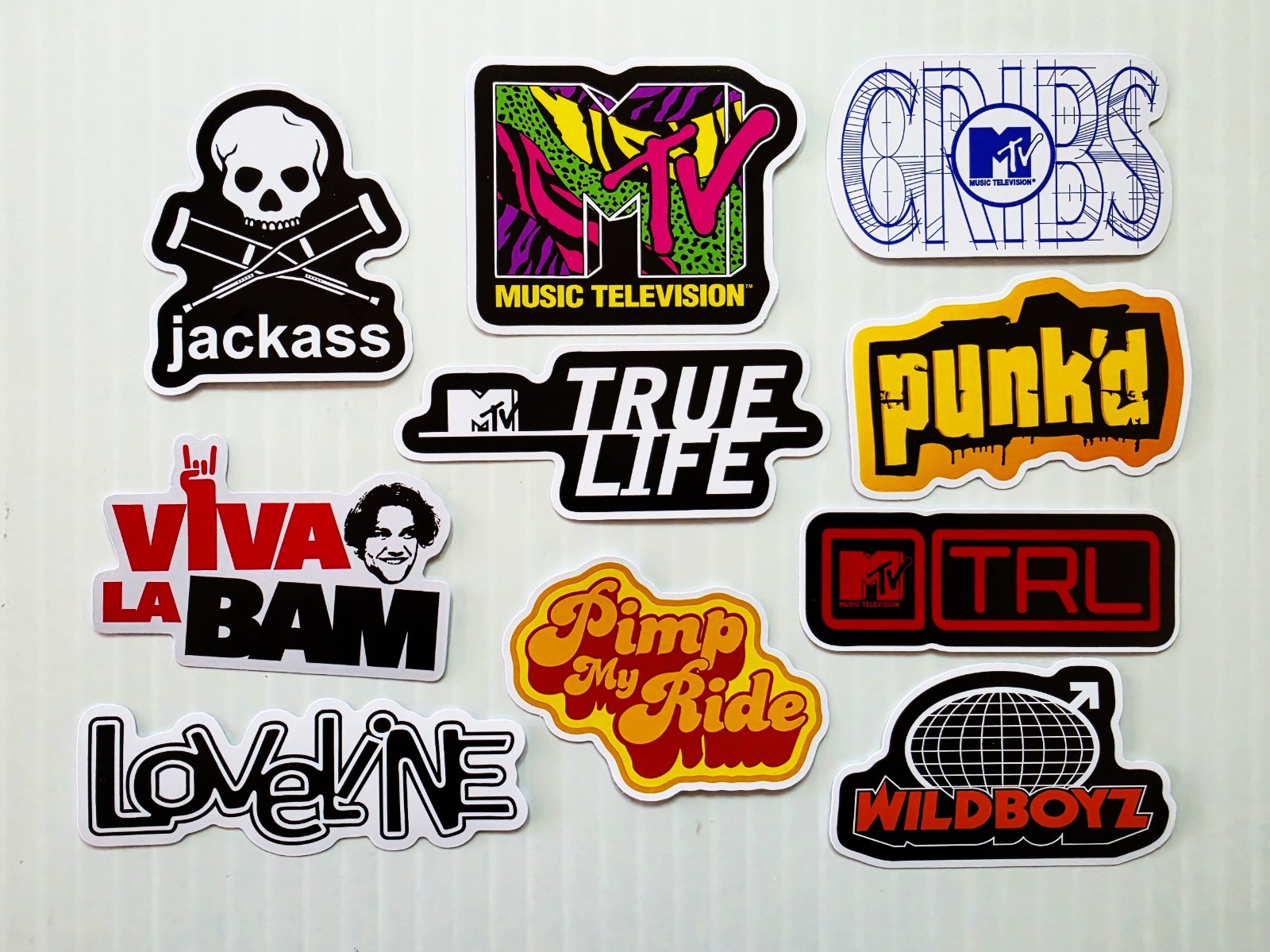 Classic 90s MTV TV Shows Vinyl Stickers. True Life Cribs Jackass Loveline TRL 3