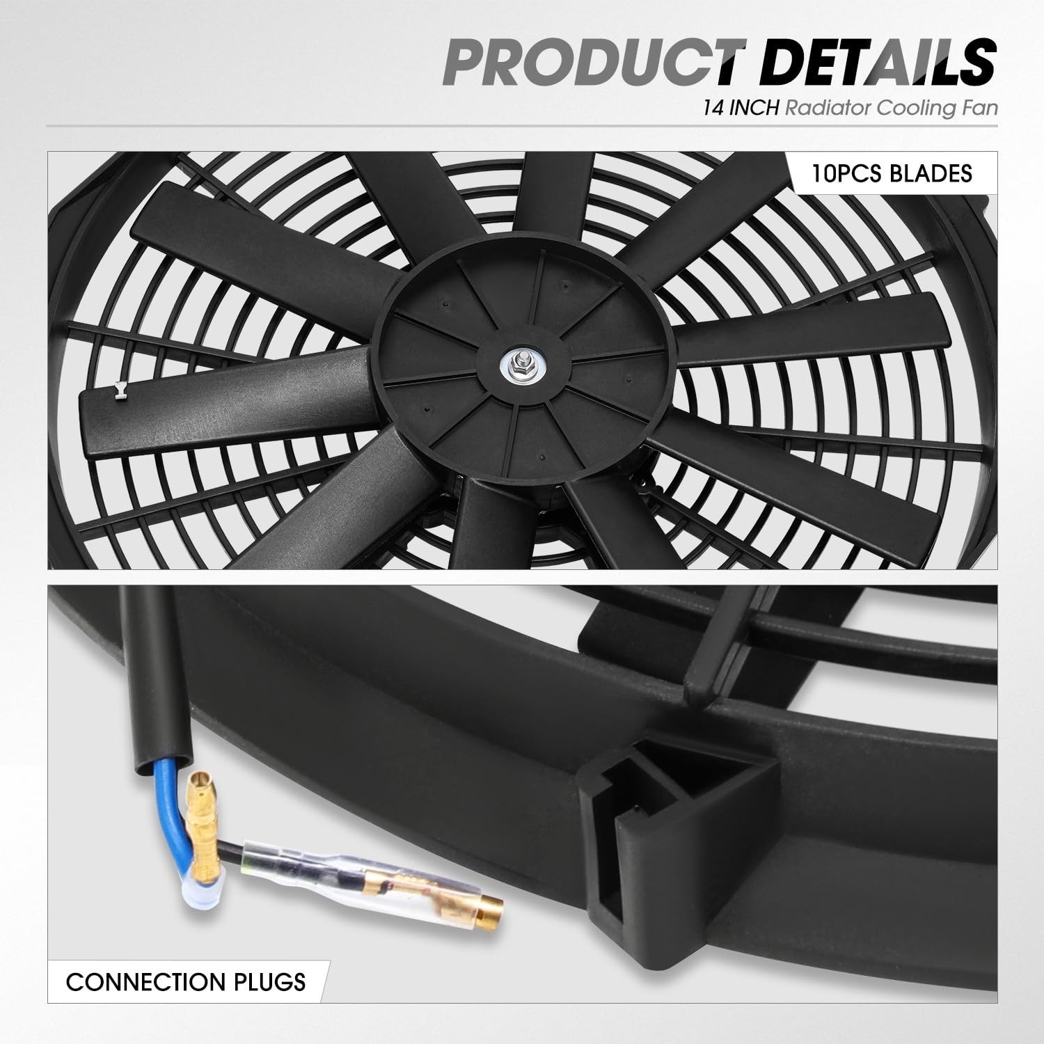14" High Performance Slim Electric Radiator Cooling Fan + Mount Kit