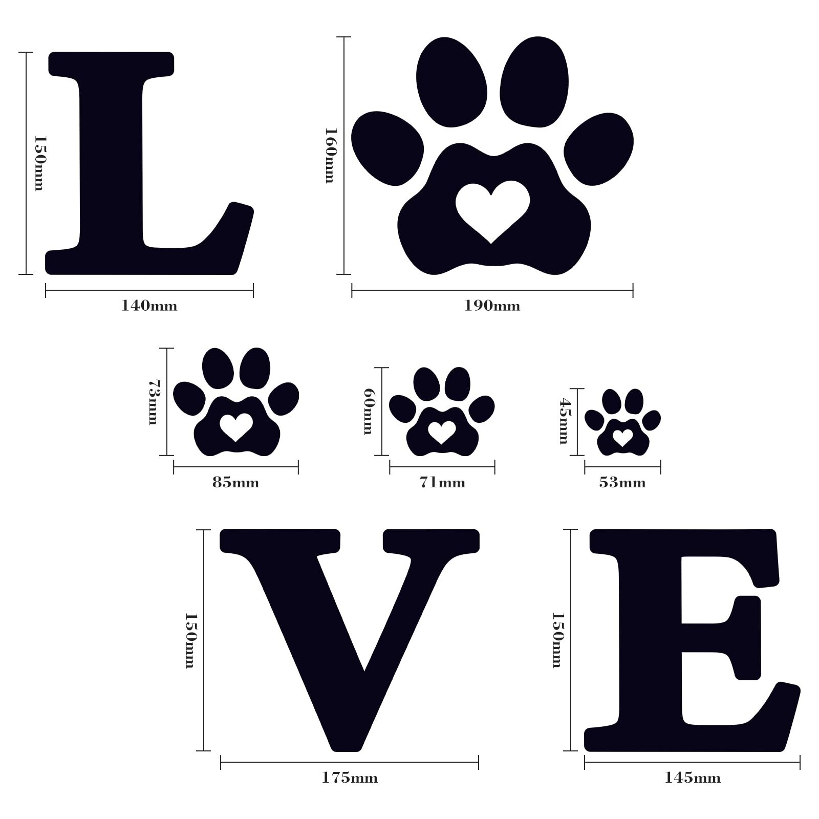 61 Pieces Paw Love Dog Wall Decor Decals Vinyl Paw Prints Sticker Wall Art De…